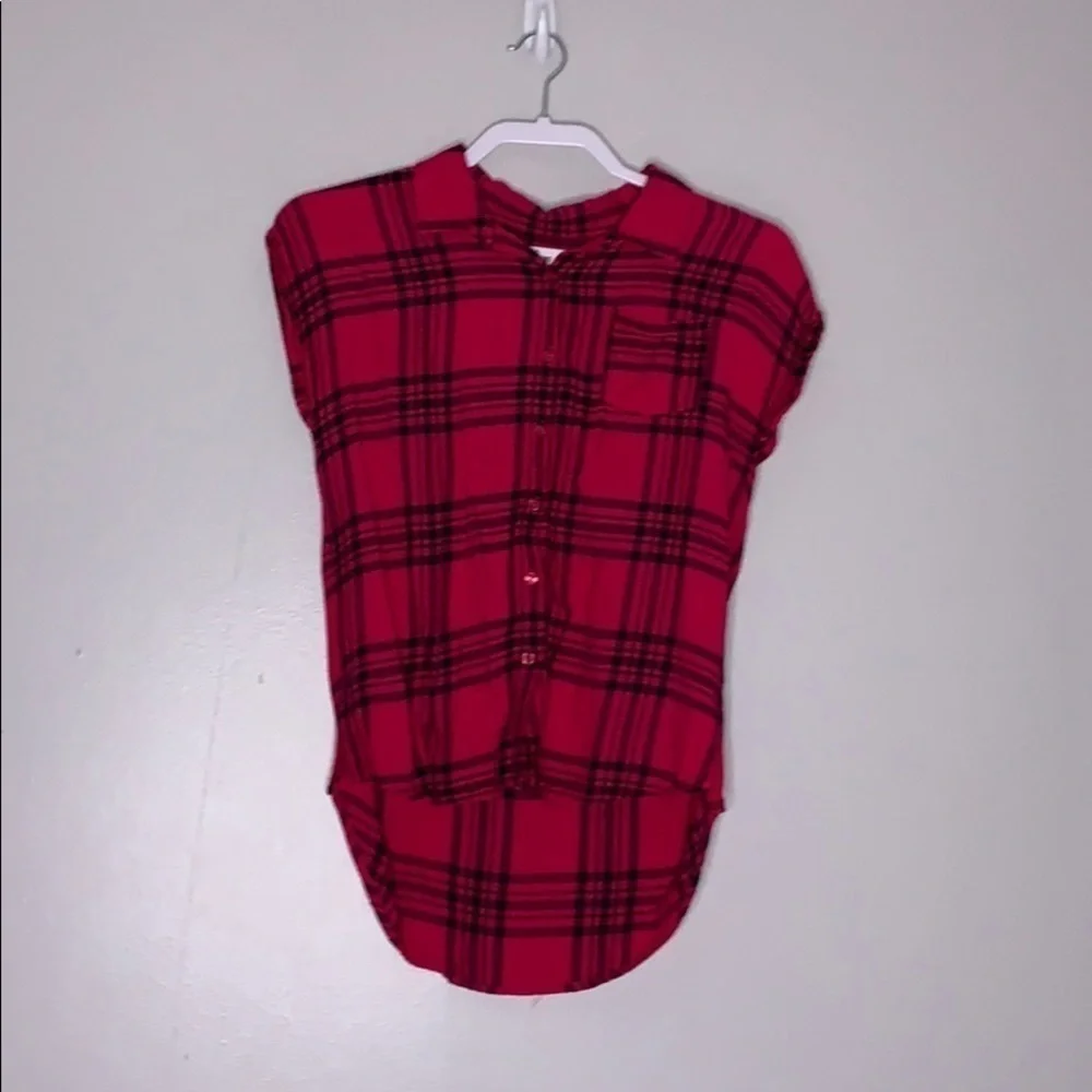 Epic Threads Plaid Pink Cuffed Short Sleeve shirt large girls casual kids top